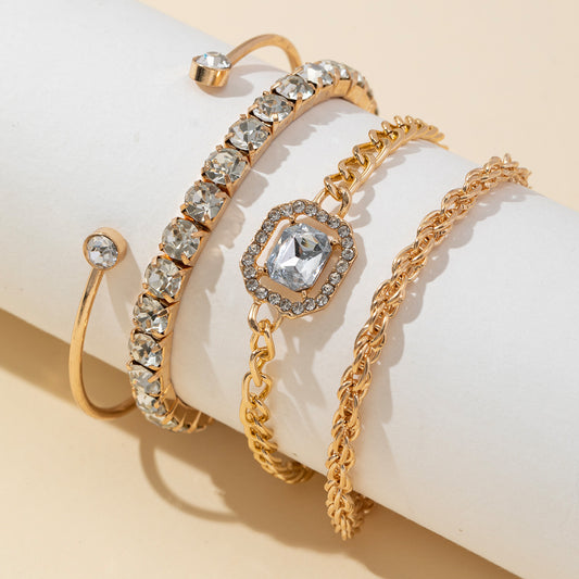 Brillo Eterno – Set de 4 pulseras modernas, gruesas y brillantes para mujer ✨