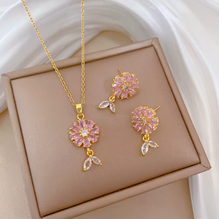 ✨ Sets Exclusivos – Conjunto de Collar y Pendientes en Oro Elegante ✨