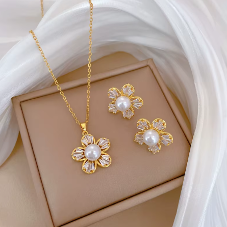 ✨ Sets Exclusivos – Conjunto de Collar y Pendientes en Oro Elegante ✨