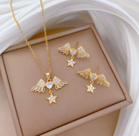 ✨ Sets Exclusivos – Conjunto de Collar y Pendientes en Oro Elegante ✨