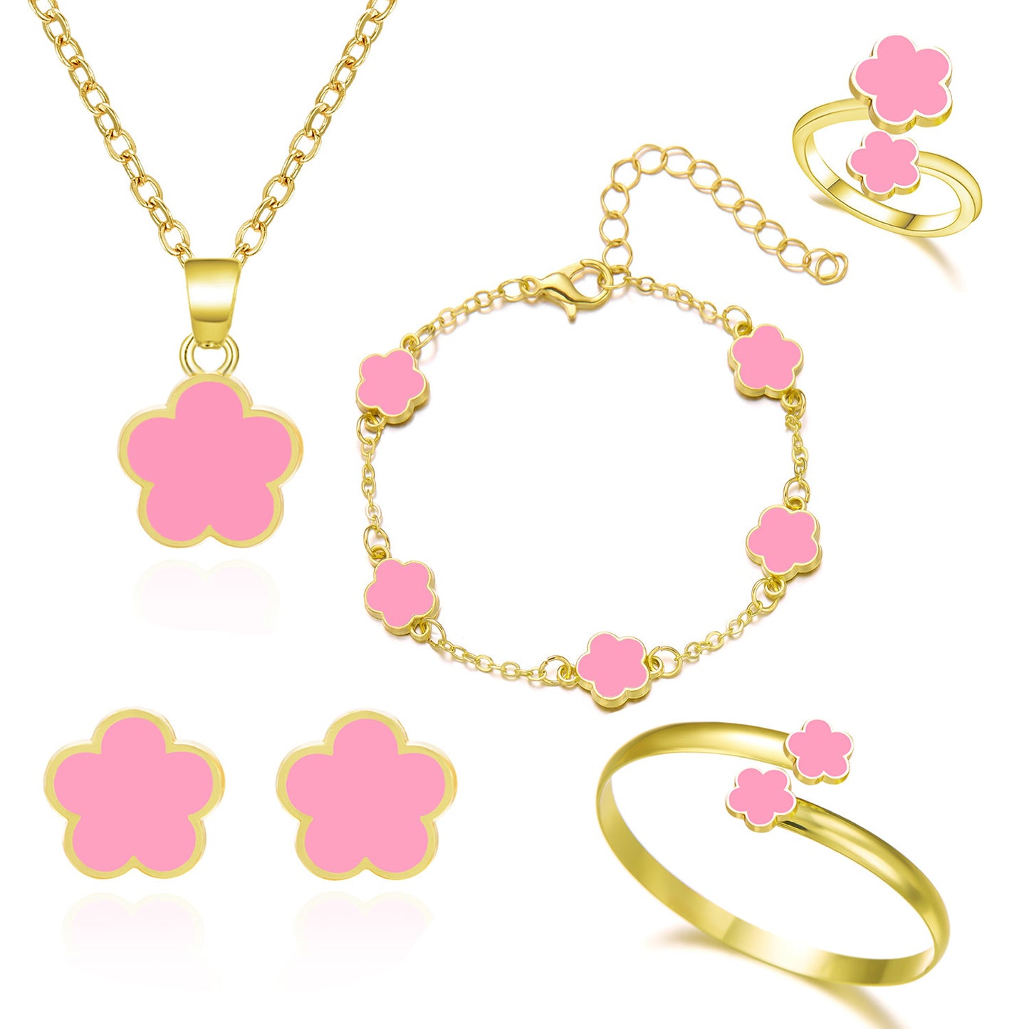Conjunto Lucky Clover –Set de joyería femenina :collar, pulsera y pendientes de trébol 🌸
