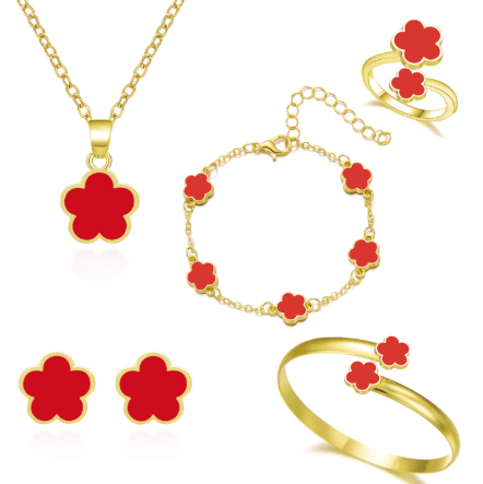 Conjunto Lucky Clover –Set de joyería femenina :collar, pulsera y pendientes de trébol 🌸 - Prestige Luxe