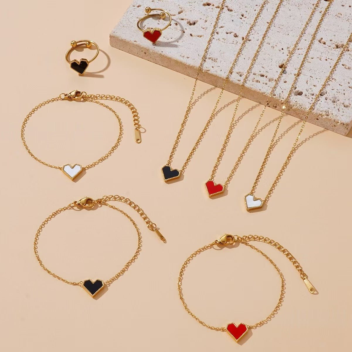 Set de Joyas Corazón Elegante –Collar, Pulsera, Anillo y Pendientes de Corazón ❤ - Prestige Luxe